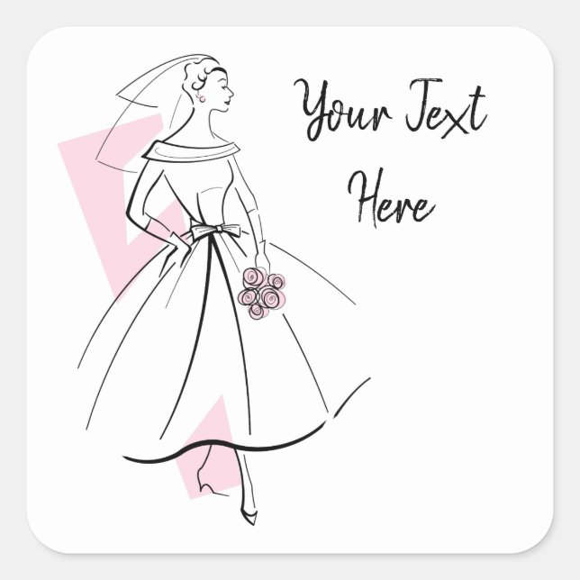 Pegatina Cuadrada Moda Bride Pink Text square (Anverso)