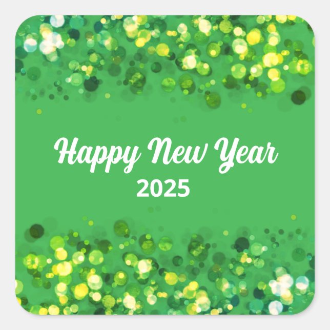 Pegatina Cuadrada Moda colorido purpurina personalizado texto (Anverso)