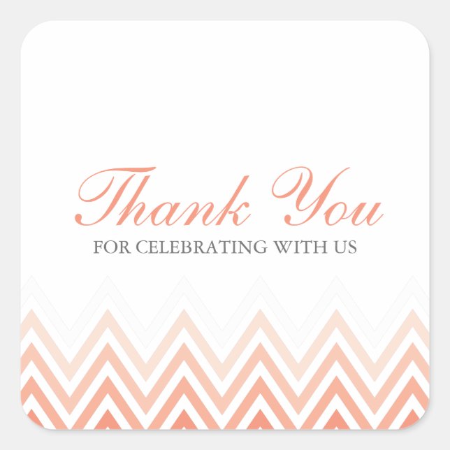 Pegatina Cuadrada Moda Coral Ombre Chevrons (Anverso)