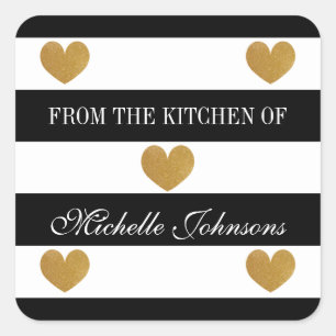 Pegatina Cuadrada Moda corazón dorado arrancado Del kichen del pegat