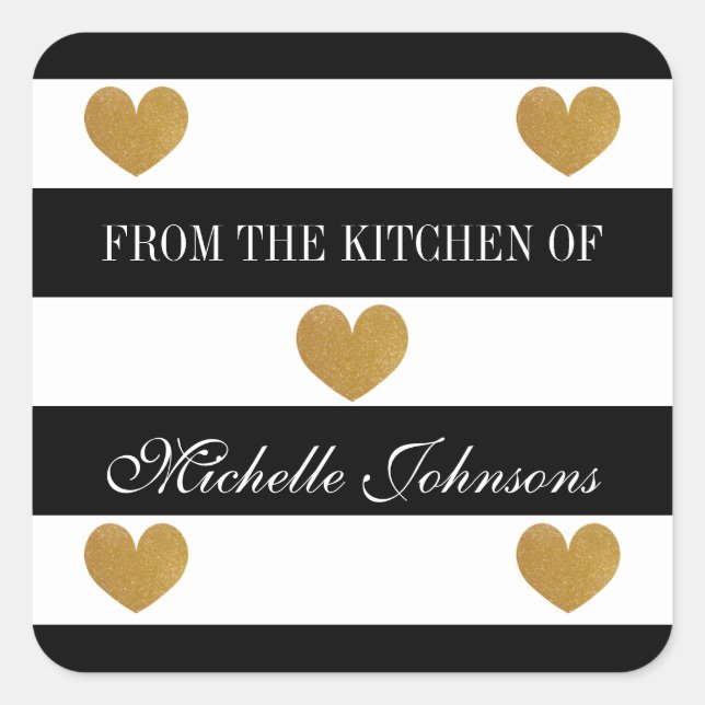 Pegatina Cuadrada Moda corazón dorado arrancado Del kichen del pegat (Anverso)