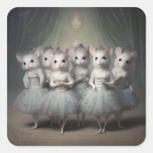 Pegatina Cuadrada Moda de Ballet del Cascanueces-Ratones