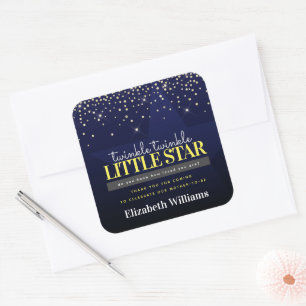 Pegatina Cuadrada Moda de moda Twinkle Little Star Baby Shower