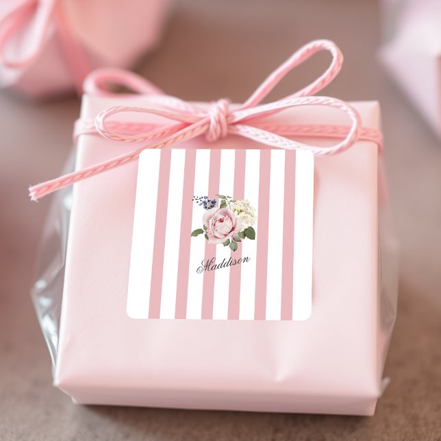 Pegatina Cuadrada Moda de país Rosa Rita Rita Rita Bouquet Monograma (Subido por el creador)