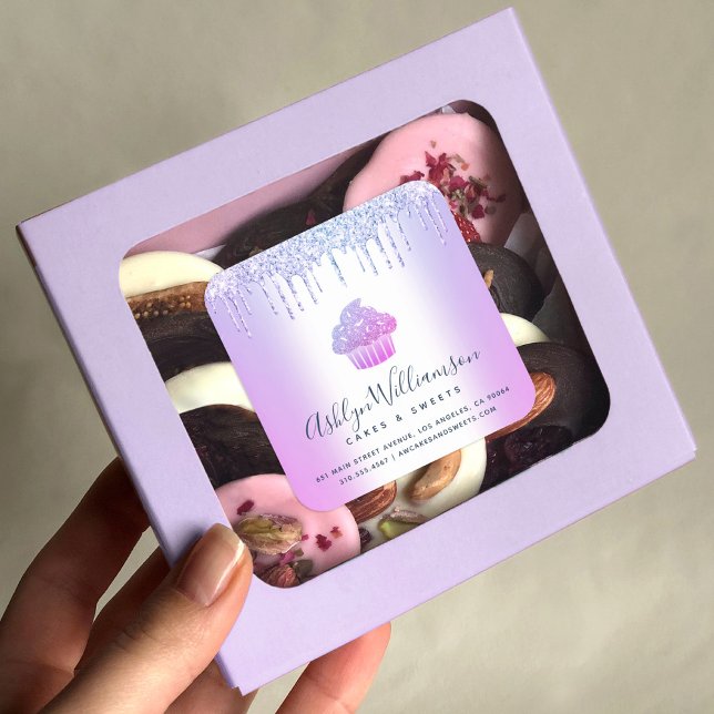 Pegatina Cuadrada Moda de pastelitos Panadería Chef Blue Purple Purp (Subido por el creador)