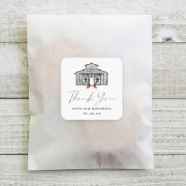 Pegatina Cuadrada Moda Fall Barn Gracias Boda