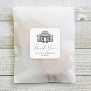 Pegatina Cuadrada Moda Fall Barn Gracias Boda