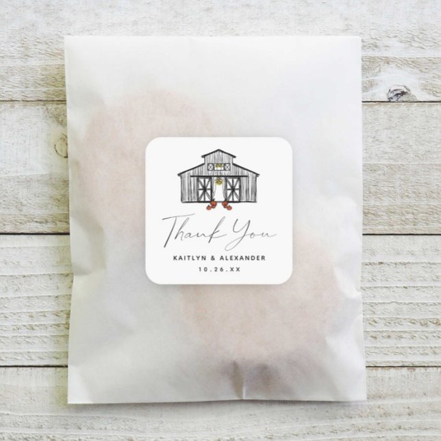 Pegatina Cuadrada Moda Fall Barn Gracias Boda (Subido por el creador)