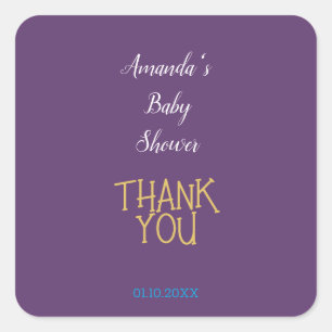 Pegatina Cuadrada Moda Indigo color dorado Minimalista Baby Shower