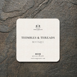 Pegatina Cuadrada Moda Linen Business Logo Nombre Marketing Clásico