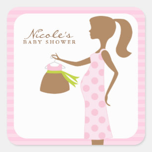Pegatina Cuadrada Moda Mamá Para Ser Baby Shower