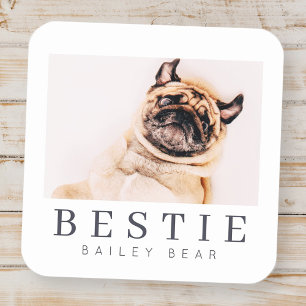 Pegatina Cuadrada Moda minimalista moderna Mascota Bestie BFF Foto