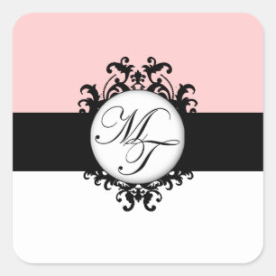 Pegatina Cuadrada Moda Monogramas negros franceses MT Etiquetas Dama