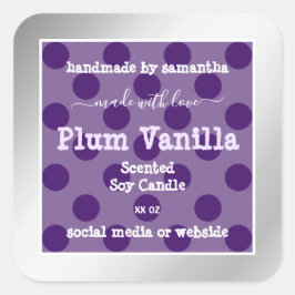 Pegatina Cuadrada Moda Púrpura Etiquetas de empaquetado Marco Platea