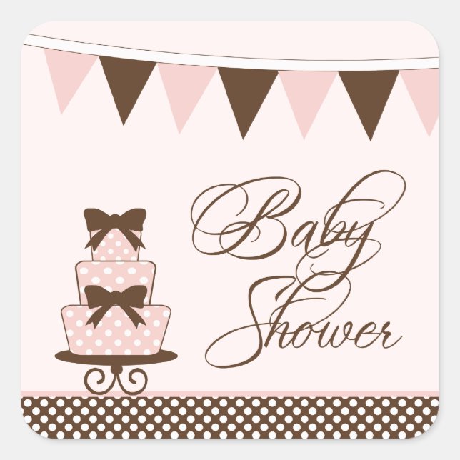 Pegatina Cuadrada Moda rosa + chicas marrones pegatinas de ducha par (Anverso)