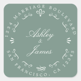 Pegatina Cuadrada Moda Rústica Futuro Sr. Sra. Boda Dirección de Ret