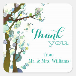 Pegatina Cuadrada Moda White Country Wedding Gracias