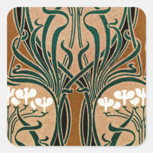 Pegatina Cuadrada Modelo #9 de Nouveau del arte