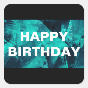 Pegatina Cuadrada Modelo abstracto brillante azul y verde azulado