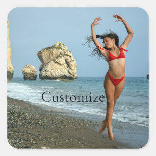Pegatina Cuadrada Modelo bikini bailando Thunder_Cove