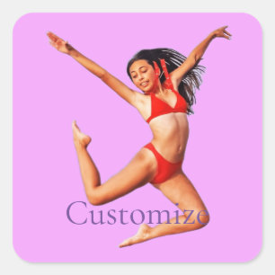 Pegatina Cuadrada Modelo de baile bikini Thunder_Cove