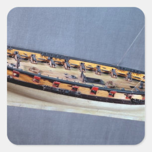 Pegatina Cuadrada Modelo de un barco pirata, c.1810