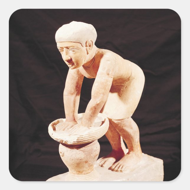 Pegatina Cuadrada Modelo de un hombre haciendo cerveza, de Saqqara (Anverso)