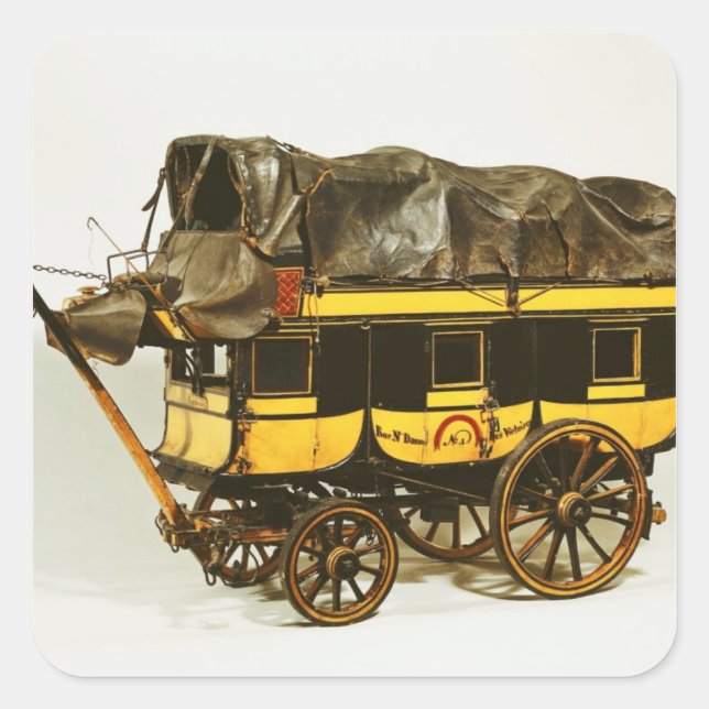 Pegatina Cuadrada Modelo de un omnibus de cuarenta asientos (Anverso)