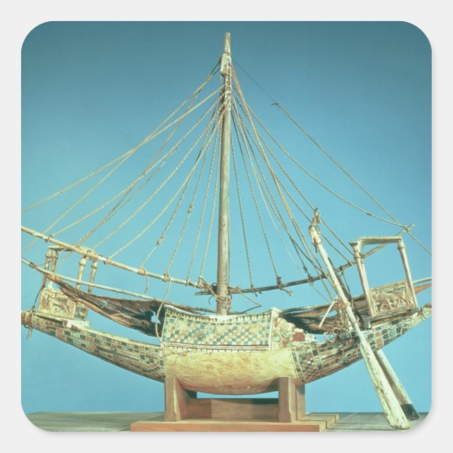 Pegatina Cuadrada Modelo de uno de los botes del faraón (Anverso)
