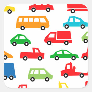 Pegatina Cuadrada modelo del coche del juguete - ilustracion del