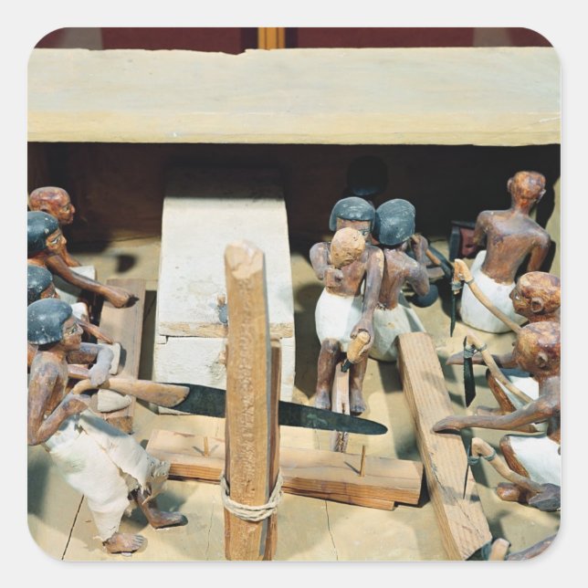 Pegatina Cuadrada Modelo funerario de un taller de carpintería (Anverso)