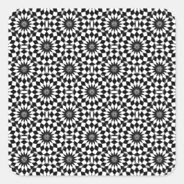 Pegatina Cuadrada Modelo geométrico blanco negro de la ilusión