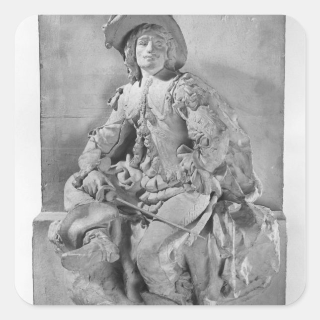 Pegatina Cuadrada Modelo para el monumento a Alexandre Dumas Pere (Anverso)