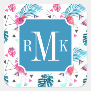 Pegatina Cuadrada Modelo tropical del triángulo de la hoja