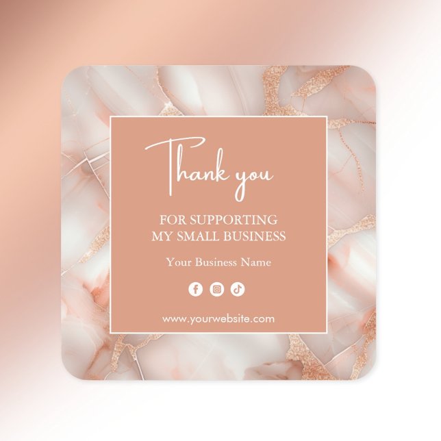 Pegatina Cuadrada Modern Abstract Rose Gold Business Sticker (Subido por el creador)