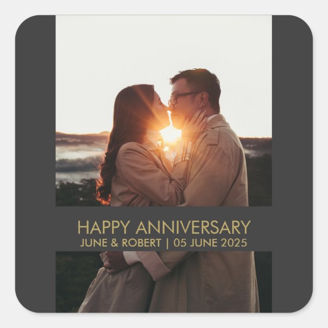 Pegatina Cuadrada Modern anniversary photo love  (Anverso)