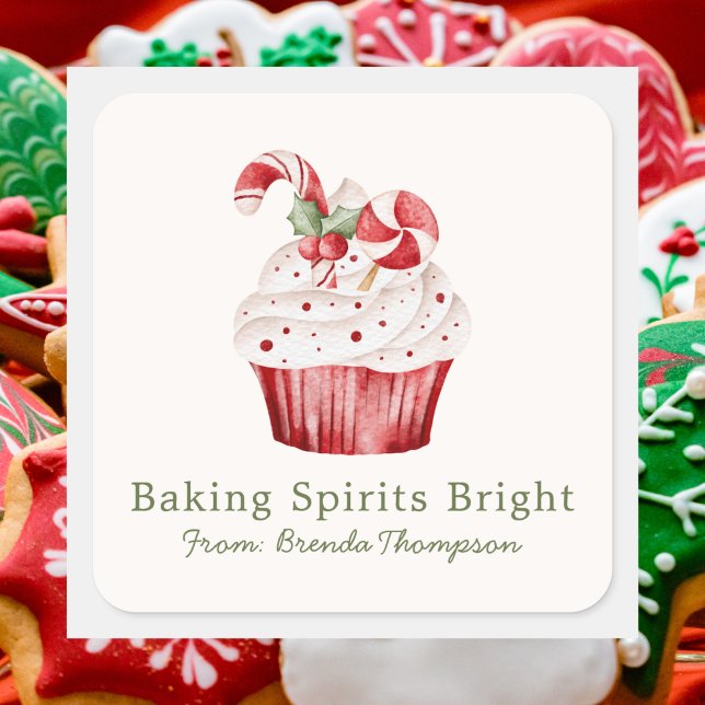 Pegatina Cuadrada Modern Baking Spirits Bright Cute Cupcake Food (Subido por el creador)