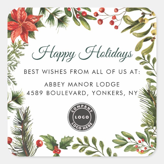 Pegatina Cuadrada Modern Business Logo Christmas Holidays (Anverso)