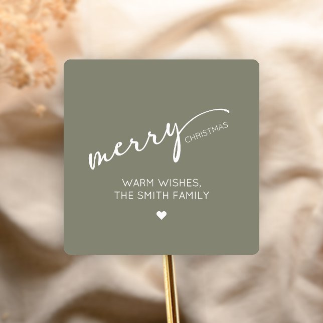 Pegatina Cuadrada Modern Christmas (Modern Merry Christmas Holiday Sticker)