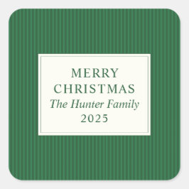 Pegatina Cuadrada Modern Christmas Minimal Holiday Favor Green