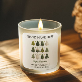 Pegatina Cuadrada Modern Christmas Pine Trees Candle Labels
