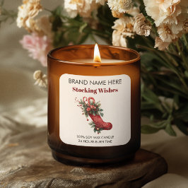 Pegatina Cuadrada Modern Christmas Stocking Candle Labels