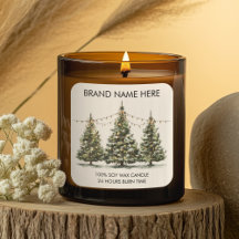 Modern Christmas Trees with Light Candle Labels