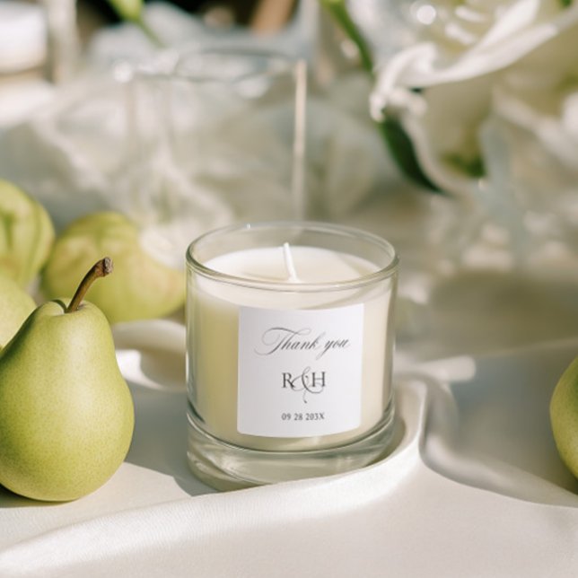 Pegatina Cuadrada Modern Classic Monogram Thank You Wedding Sticker (Modern Classic Monogram Thank You Wedding Sticker)