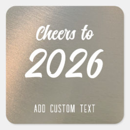 Pegatina Cuadrada Modern Custom Brushed Metal 2026 New Years Party