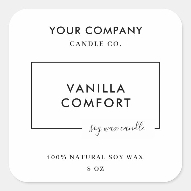 Pegatina Cuadrada Modern Editable Candle Label Template (Anverso)