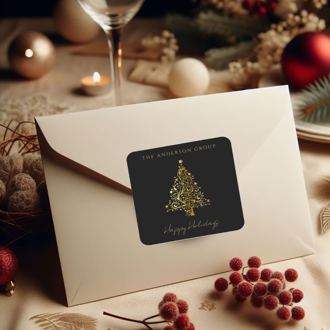 Pegatina Cuadrada Modern Elegant Corporate Gold Christmas Holiday (Subido por el creador)