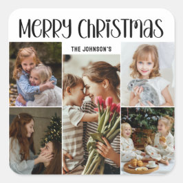 Pegatina Cuadrada Modern Festive Casual Colorful Christmas 5 Photo 