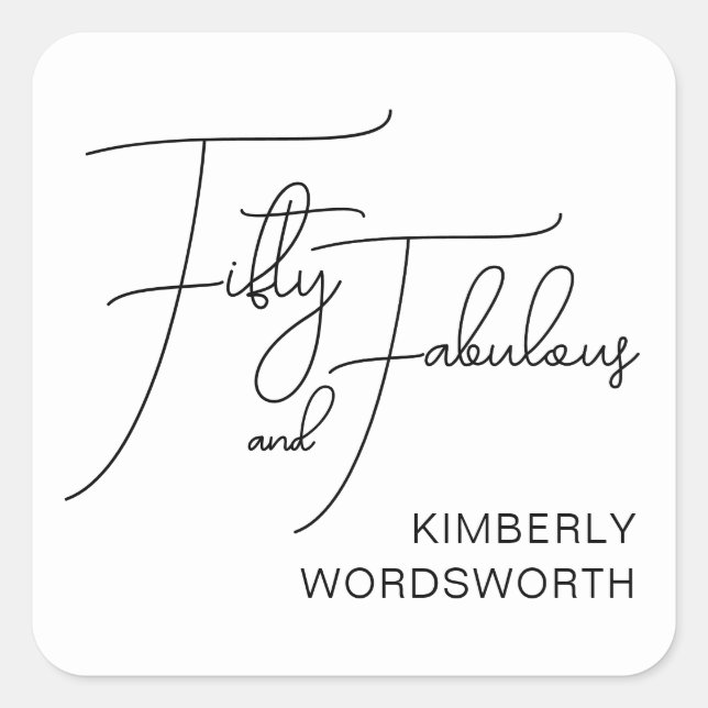 Pegatina Cuadrada Modern Fifty and Fabulous 50th Birthday Party (Anverso)