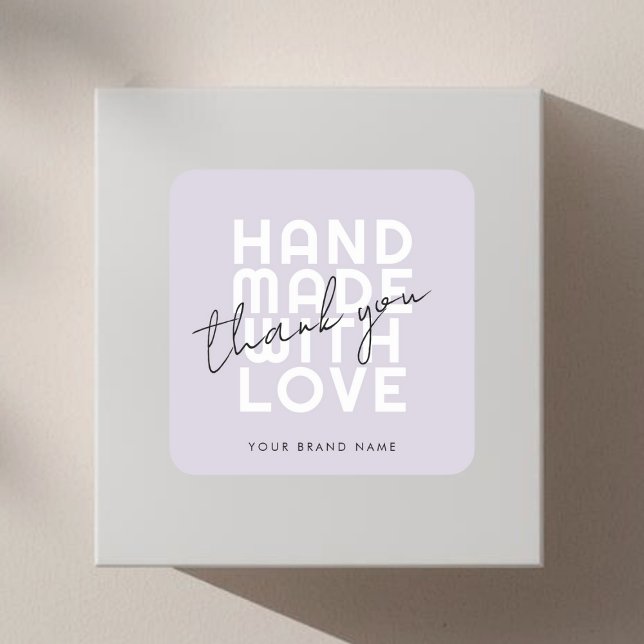 Pegatina Cuadrada Modern handmade with love thank you (Subido por el creador)